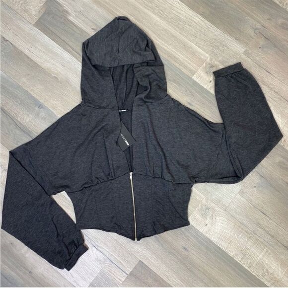 Fashion Nova Better Than Ever Crop Hoodie Gray Large Half Zip - Picture 12 of 15